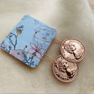 Rose Gold Roman Coin Earrings